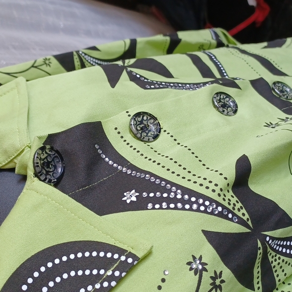 Great Cavalier Light Green Black Embellished Blazer, sz L - Picture 4 of 5